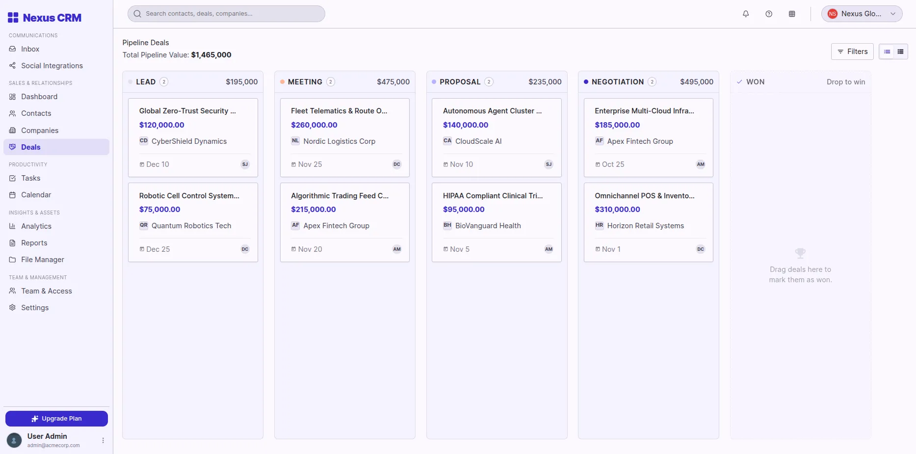 NEXUS-CRM — Multi-Tenant Sales CRM SaaS